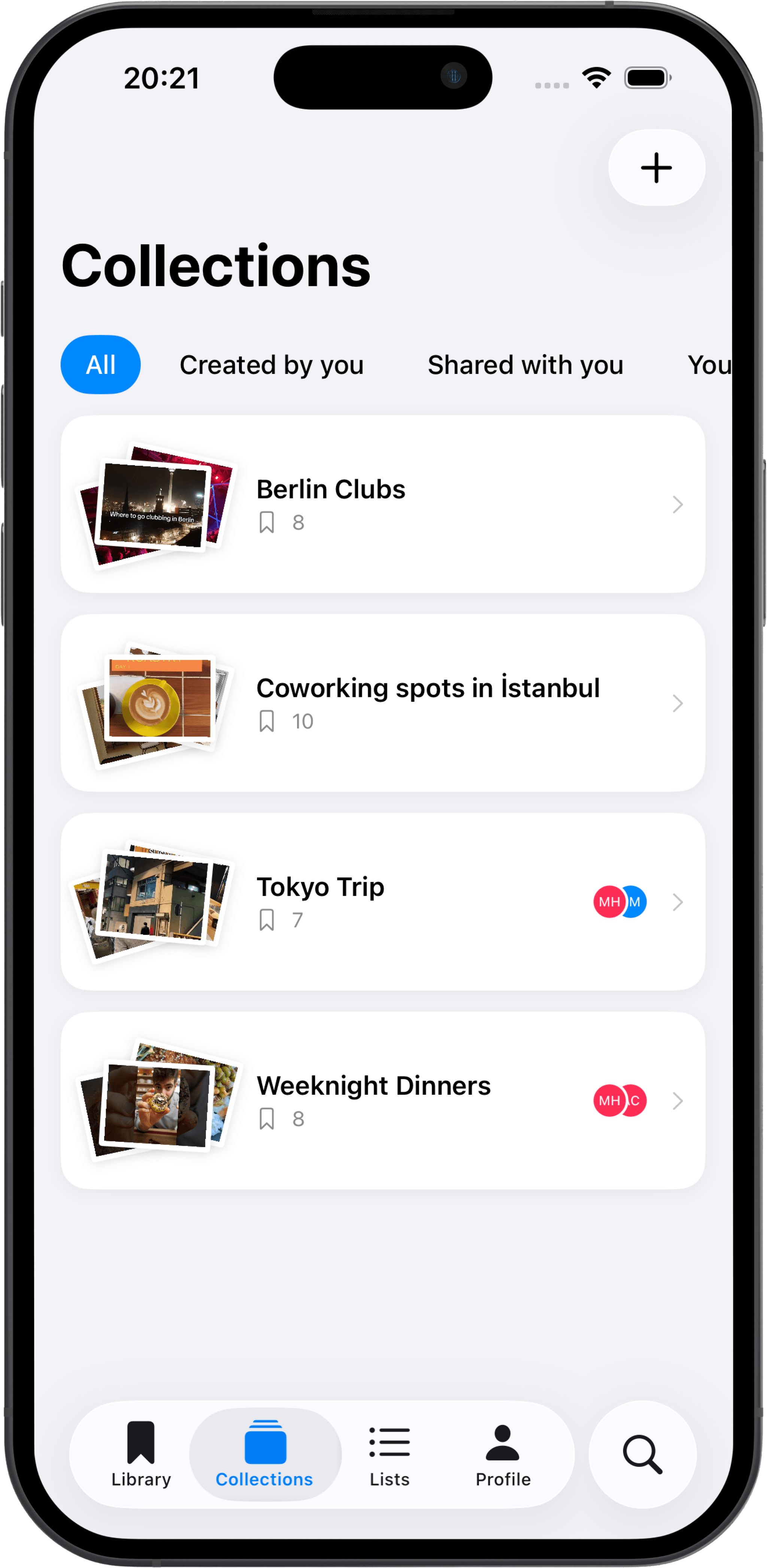 Stashling Collections view